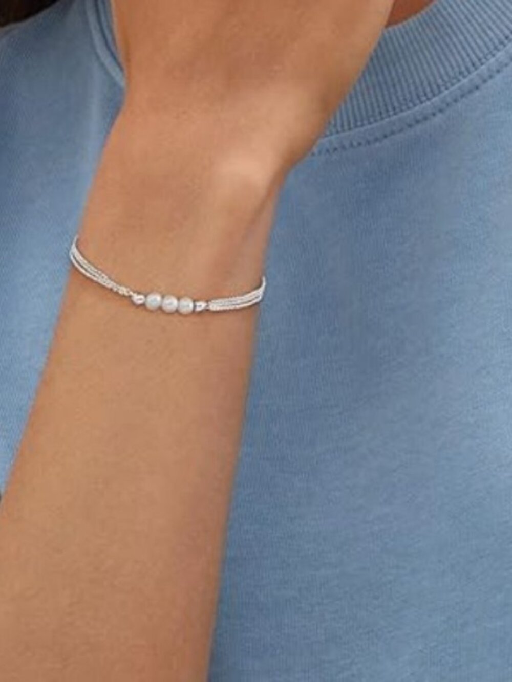 Silpada 'Pearl City' Sterling Silver Freshwater Pearl Bracelet, 7" + 1"
